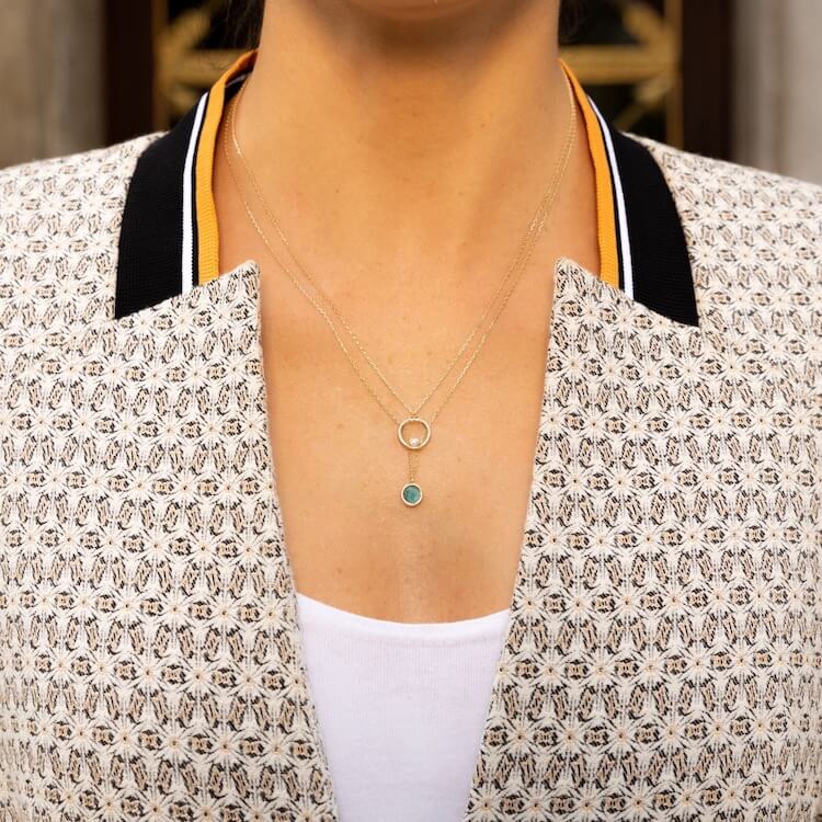 Gold-Halskette-zweiteilig-grüner-Anhänger