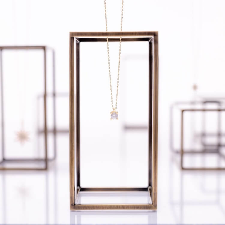 Gold-Halskette-Single-Zirkonia